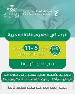 #الصحة: بدء تطعيم الفئة العمرية من 5 إلى 11 عامًا بلقاح كورونا