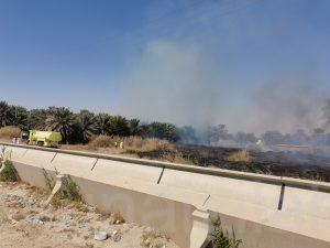 السيطرة على حريق بالقرب من جسر المنيزلة الجنوبي