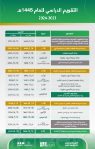 عاجل| التقويم الدراسي الجديد للعام القادم 1445هـ .. يشتمل على ثلاثة فصول دراسية