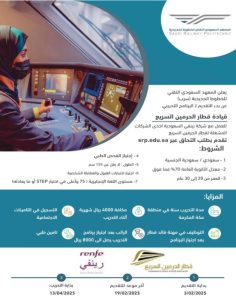 معهد “سرب” يعلن بدء التقديم للبرنامج التدريبي لقيادة قطار الحرمين السريع
