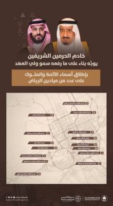 خادم الحرمين الشريفين يوجه بإطلاق أسماء الأئمة والملوك على ميادين رئيسية في الرياض