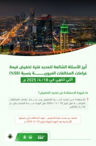 أبرز الأسئلة الشائعة حول تمديد تخفيض غرامات المخالفات المرورية في السعودية