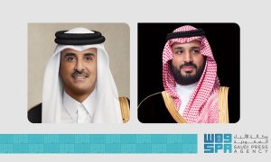 سمو ولي العهد يجري اتصالًا هاتفيًا بأمير دولة قطر بعد الهجوم الإسرائيلي