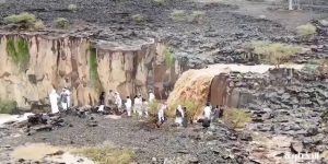 لقطات جوية لشلال الصفاة في مركز الأكحل جنوب المدينة المنورة